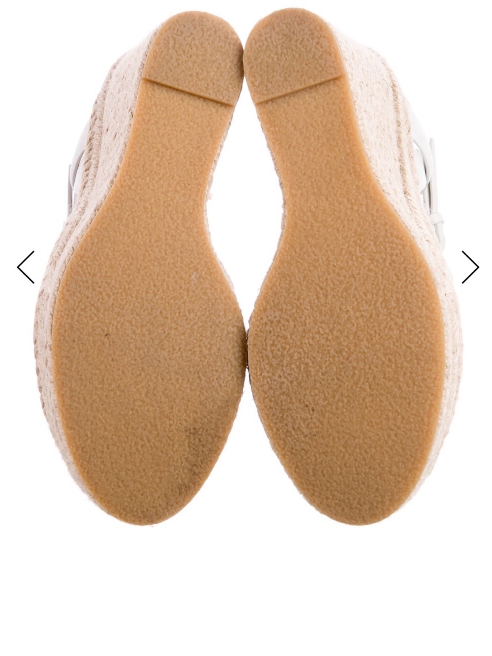 Saint Laurent Cream Leather Espadrille Wedge Sandals - Picture 2 of 6